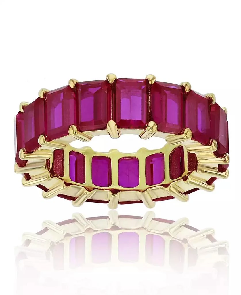商品Macy's|Red Cubic Zirconia Eternity Band in 14k Yellow Gold Plated Plated Sterling Silver,价格¥923,第1张图片