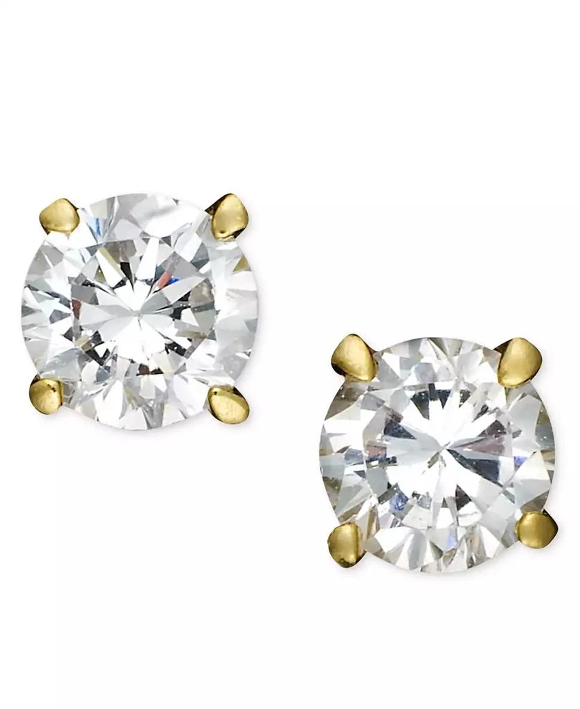 商品Giani Bernini|18k Gold and Sterling Silver Earrings, Round Cubic Zirconia Studs (1/2 ct. t.w.),价格¥231,第1张图片