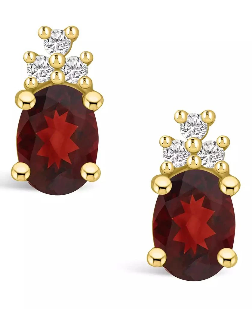 商品Macy's|Garnet (3 ct. t.w.) and Diamond (1/5 ct. t.w.) Stud Earrings in 14K Yellow Gold,价格¥6017,第3张图片详细描述