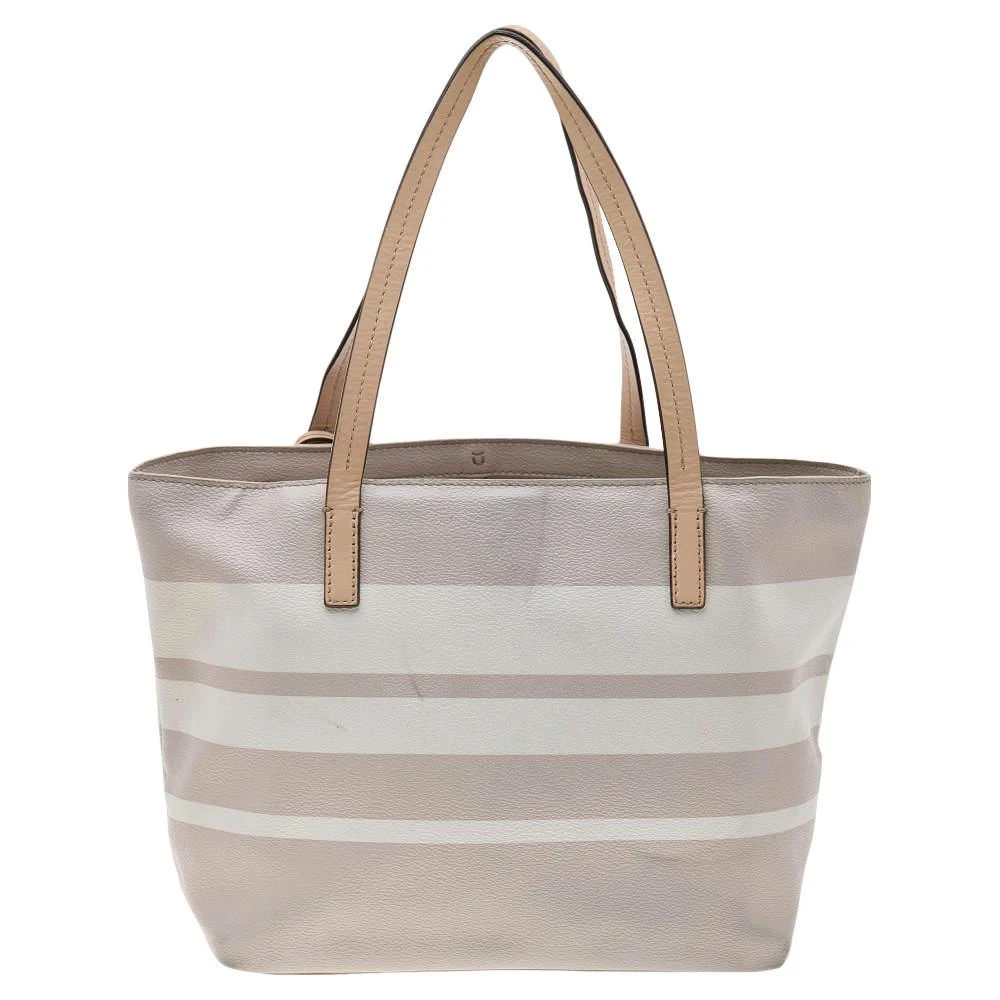 商品[二手商品] Kate Spade|Kate Spade Grey/White PVC and Leather Striped Tote,价格¥813,第4张图片详细描述