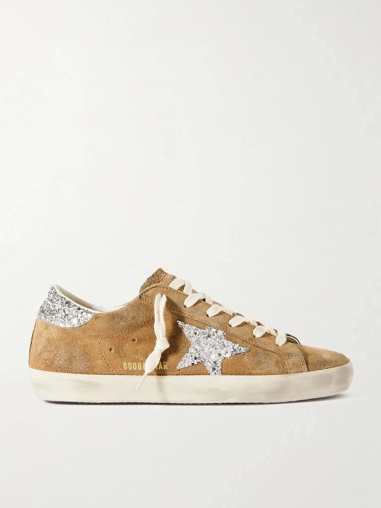 商品Golden Goose|Super-star 仿旧亮片金葱皮革边饰绒面革运动鞋  - IT39,价格¥4697,第1张图片