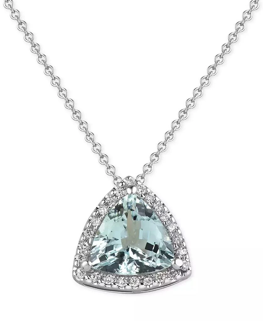 商品Macy's|Aquamarine (1-1/2 ct. t.w.) and Diamond (1/8 ct. t.w.) Pendant Necklace in 14k White Gold,价格¥3378,第1张图片