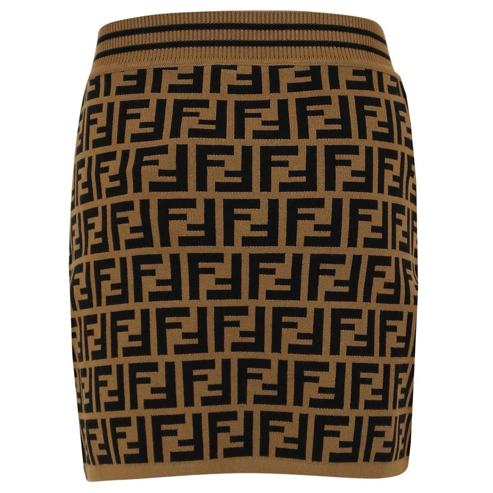 商品Fendi|Brown Logo Knit Skirt,价格¥2786,第3张图片详细描述