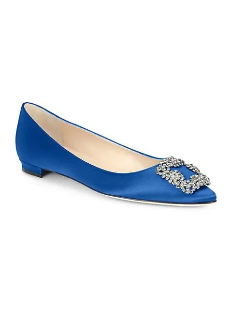 商品Manolo Blahnik|Hangisi Satin 平底鞋,价格¥7156,第1张图片