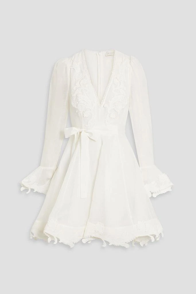 ZIMMERMANN | Embellished linen and silk-blend mini dress