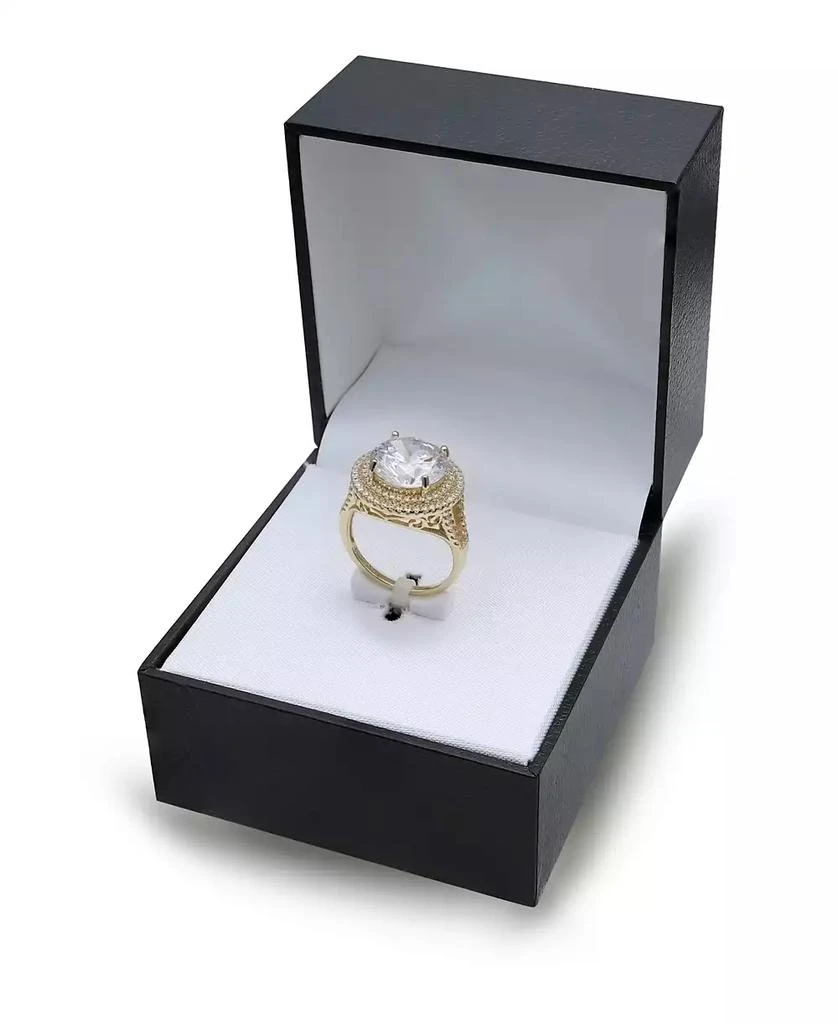 商品Giani Bernini|Cubic Zirconia Double Pave Halo Ring (7-1/2 ct. t.w.) in 18K Gold Plated Sterling Silver,价格¥249,第2张图片详细描述