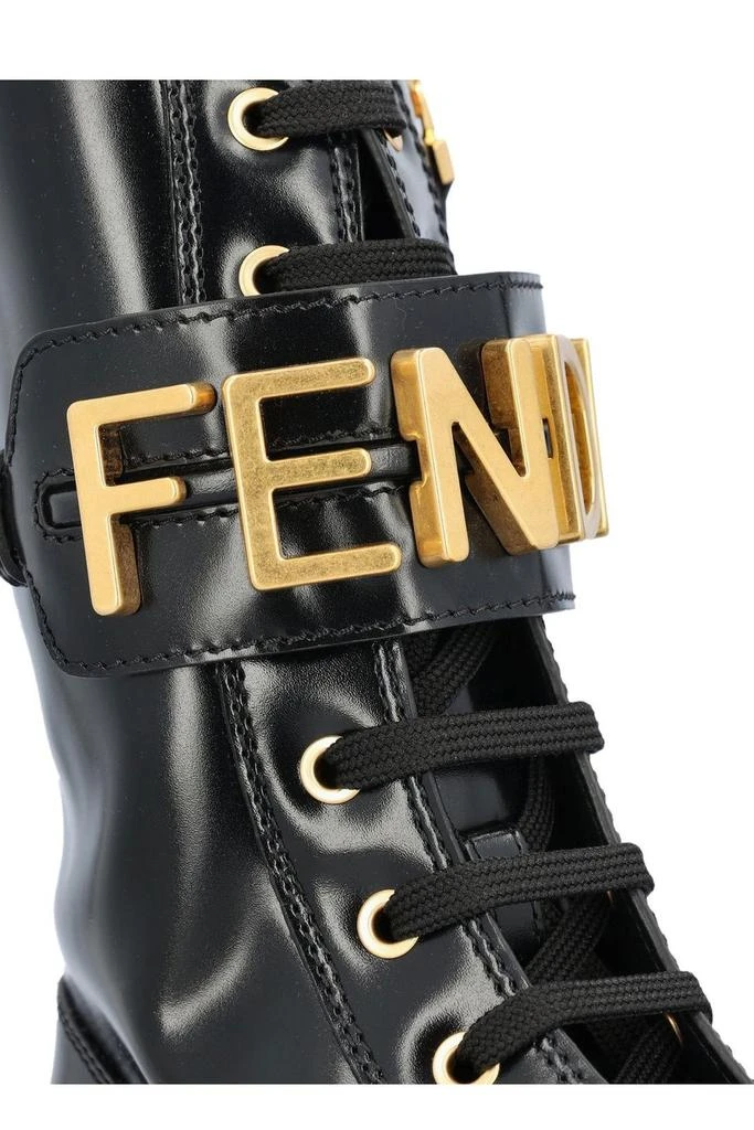 商品Fendi|Fendi Logo Plaque Lace-Up Biker Boots,价格¥10054,第4张图片详细描述