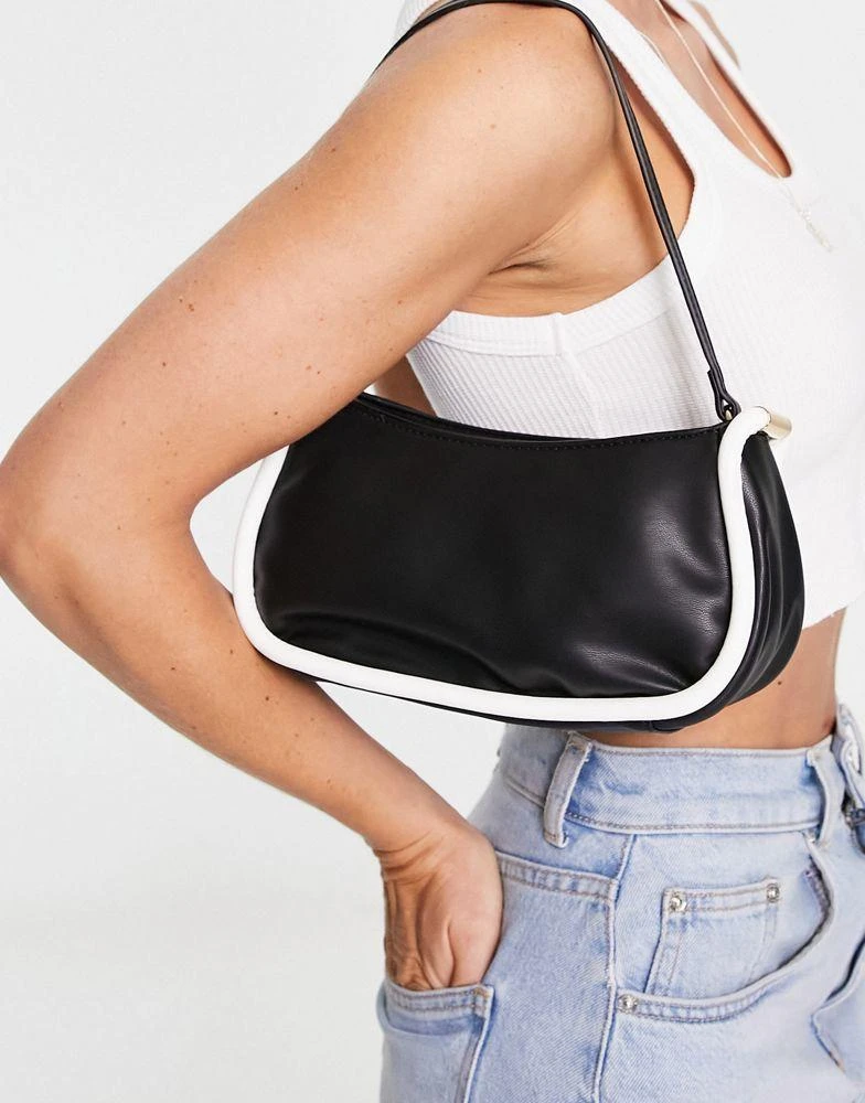 商品ASOS|ASOS DESIGN shoulder bag with tubular piping in mono,价格¥69,第4张图片详细描述