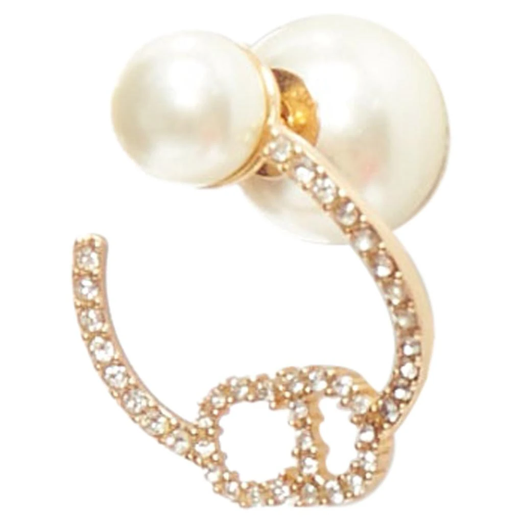 商品[二手商品] Dior|Tribales Gold Metal Crystal Pave CD Orbital Faux Pearl Pin Earrings,价格¥5012,第2张图片详细描述