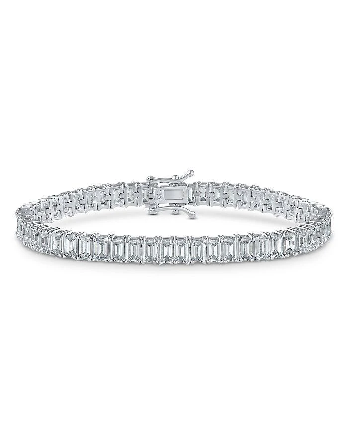 商品Kenneth Jay Lane|Emerald Cut Cubic Zirconia Tennis Bracelet in Rhodium Plated,价格¥841,第1张图片详细描述