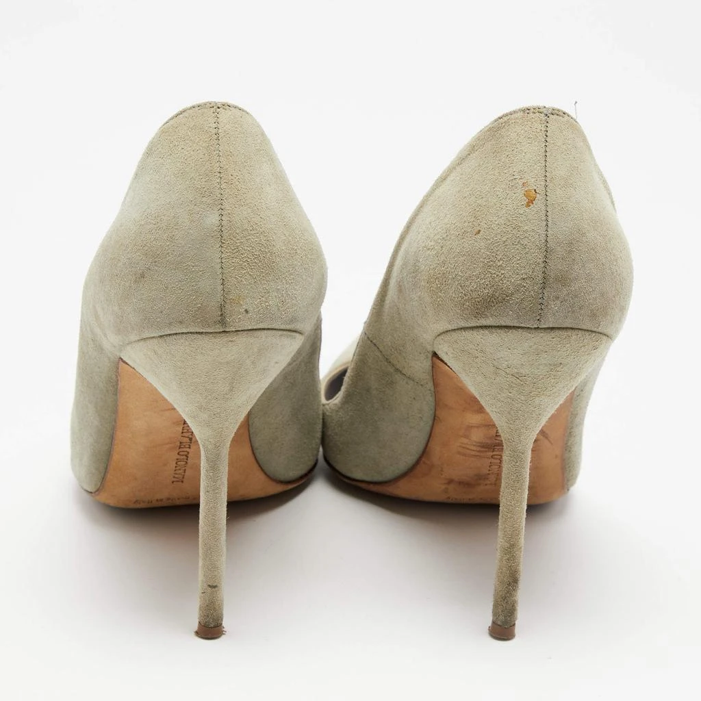 商品[二手商品] Manolo Blahnik|Manolo Blahnik Mint Green Suede BB Pointed Toe Pumps Size 39,价格¥1144,第4张图片详细描述