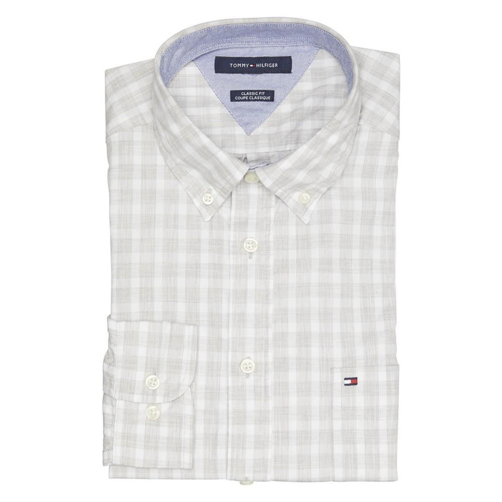 Men's Button-Down Collar Plaid Dress Shirt商品第3张图片规格展示