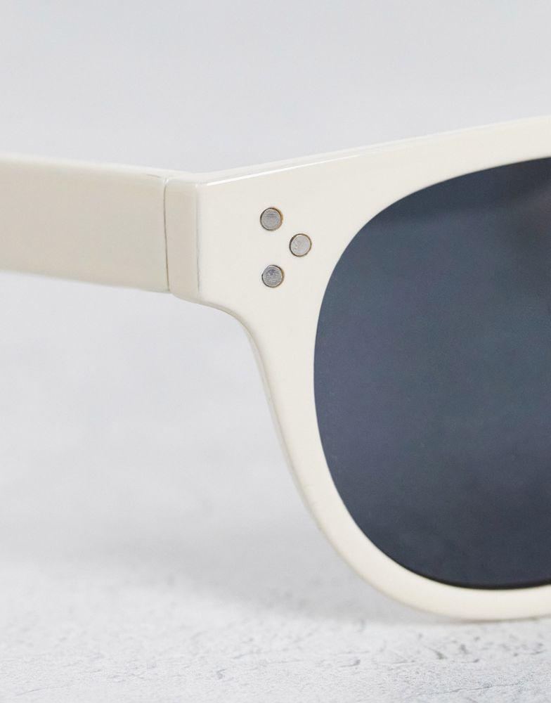 ASOS DESIGN round sunglasses with smoke lens in ecru - BEIGE商品第3张图片规格展示