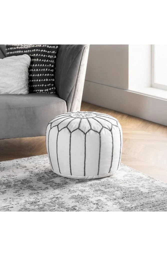 商品nuLOOM|Classic Moroccan Cotton Ottoman Pouf - White,价格¥541,第4张图片详细描述