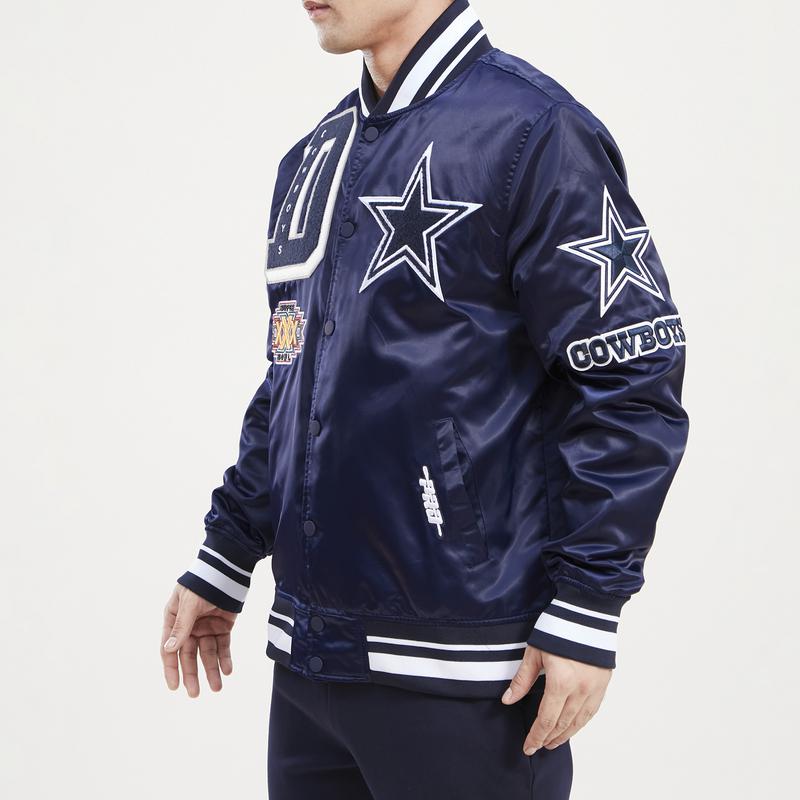 Pro Standard Cowboys Mash Satin Jacket - Men's商品第4张图片规格展示