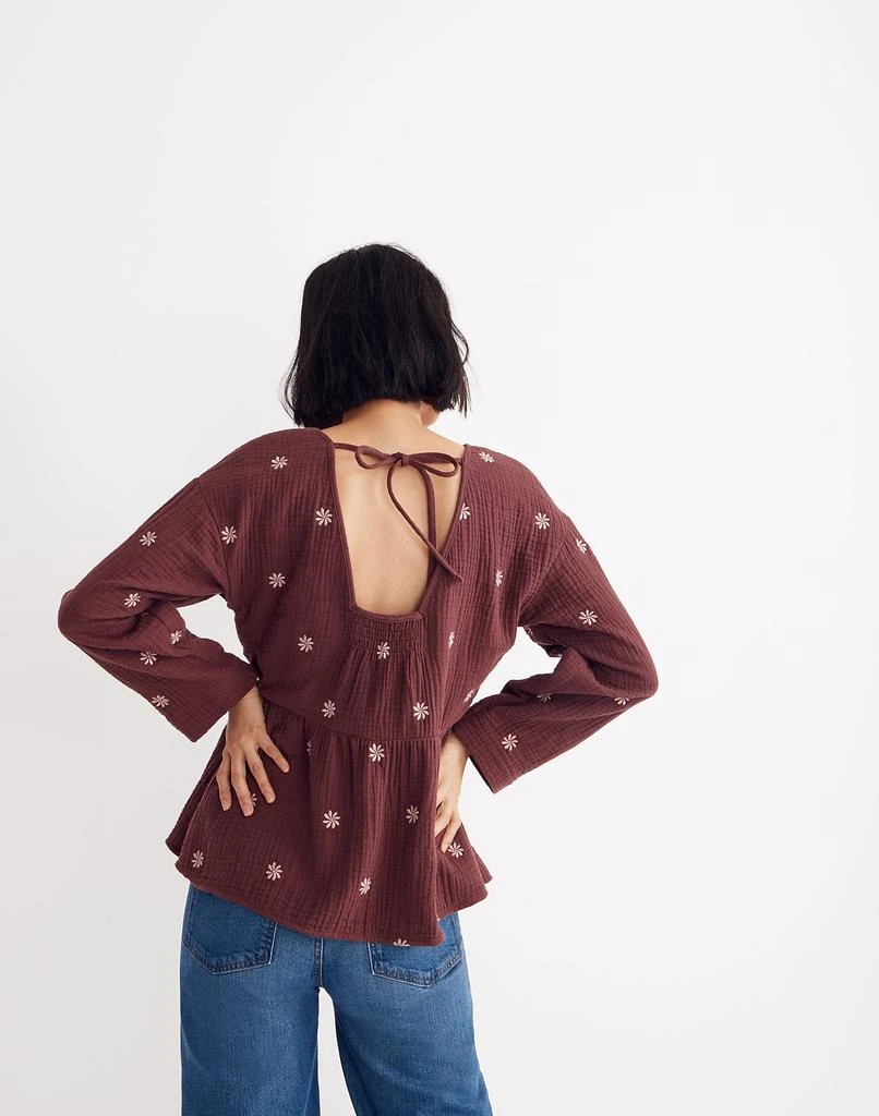 商品Madewell|Embroidered Lightspun Peplum Open-Back Top,价格¥198,第3张图片详细描述