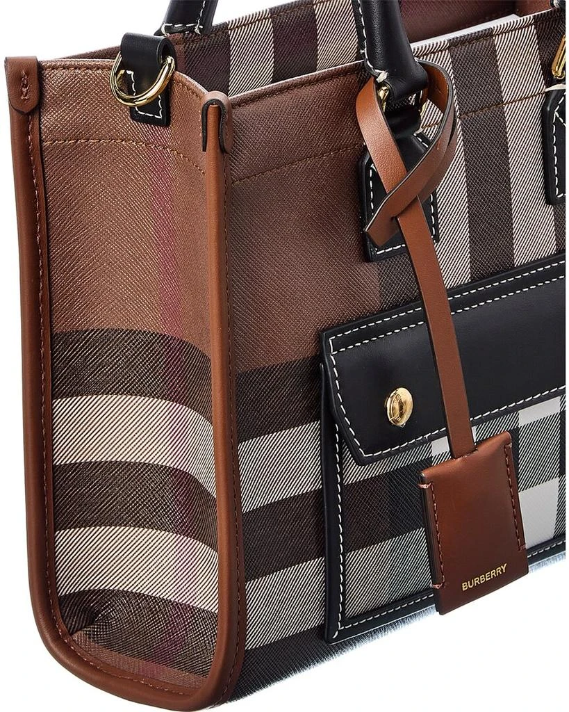 商品Burberry|Burberry Freya Mini Check Canvas & Leather Tote,价格¥11039,第3张图片详细描述