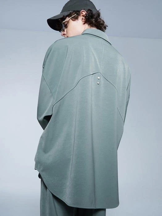 商品SYNC|Oversized Flowy Shirt Sax Blue,价格¥648,第2张图片详细描述