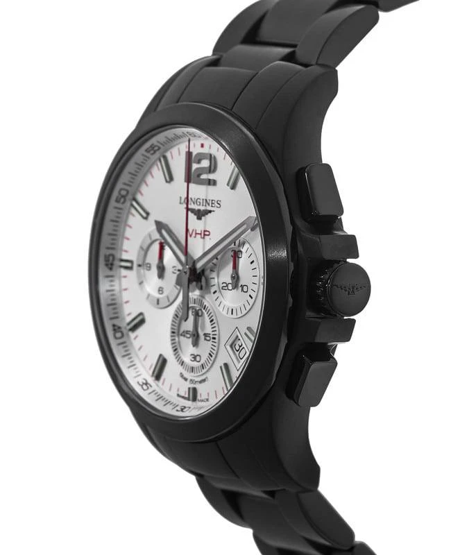 商品Longines|Longines Conquest V.H.P. Black Steel Silver Chronograph Dial Men's Watch L3.717.2.76.6,价格¥7653,第4张图片详细描述