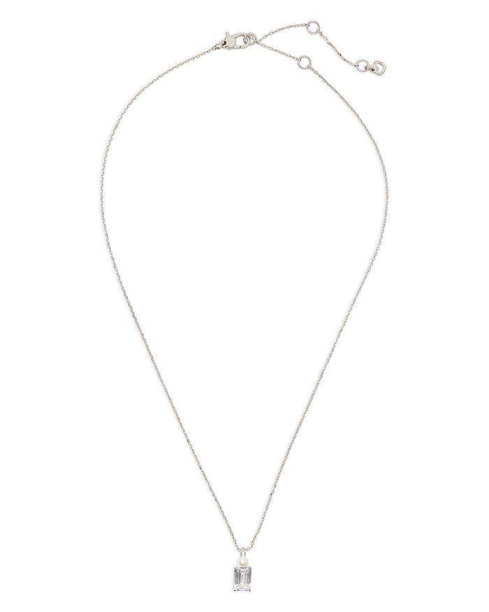 商品Kate Spade|Bouquet Toss Cubic Zirconia & Imitation Pearl Pendant Necklace in Silver Tone, 17"-20",价格¥392,第5张图片详细描述
