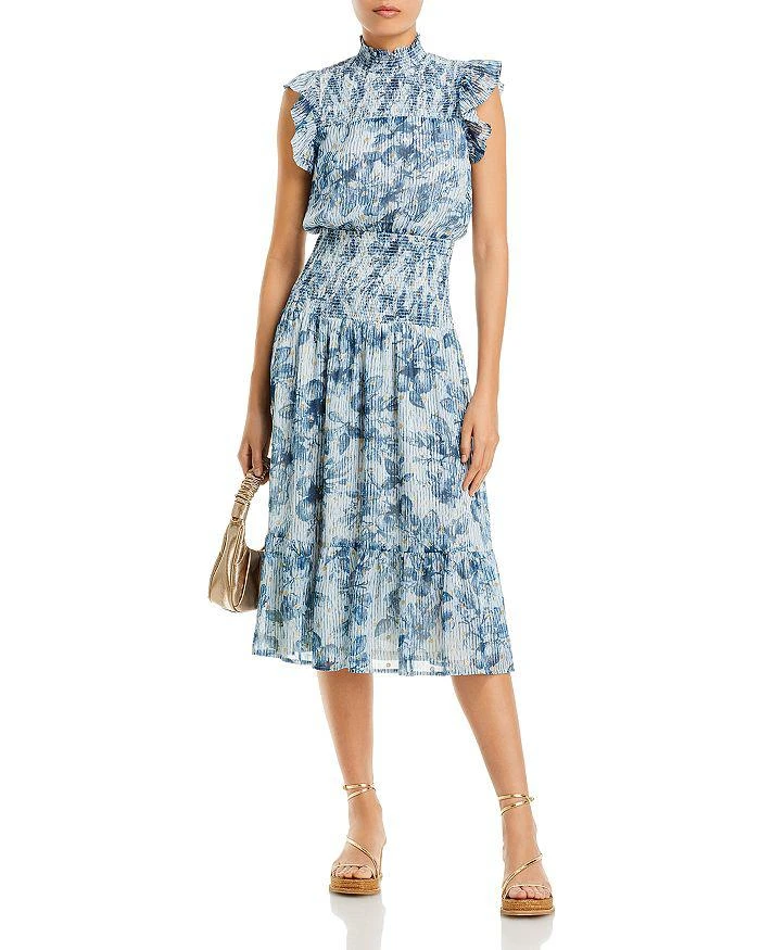 商品AQUA|Floral Print Smocked Midi Dress - 100% Exclusive,价格¥214,第3张图片详细描述