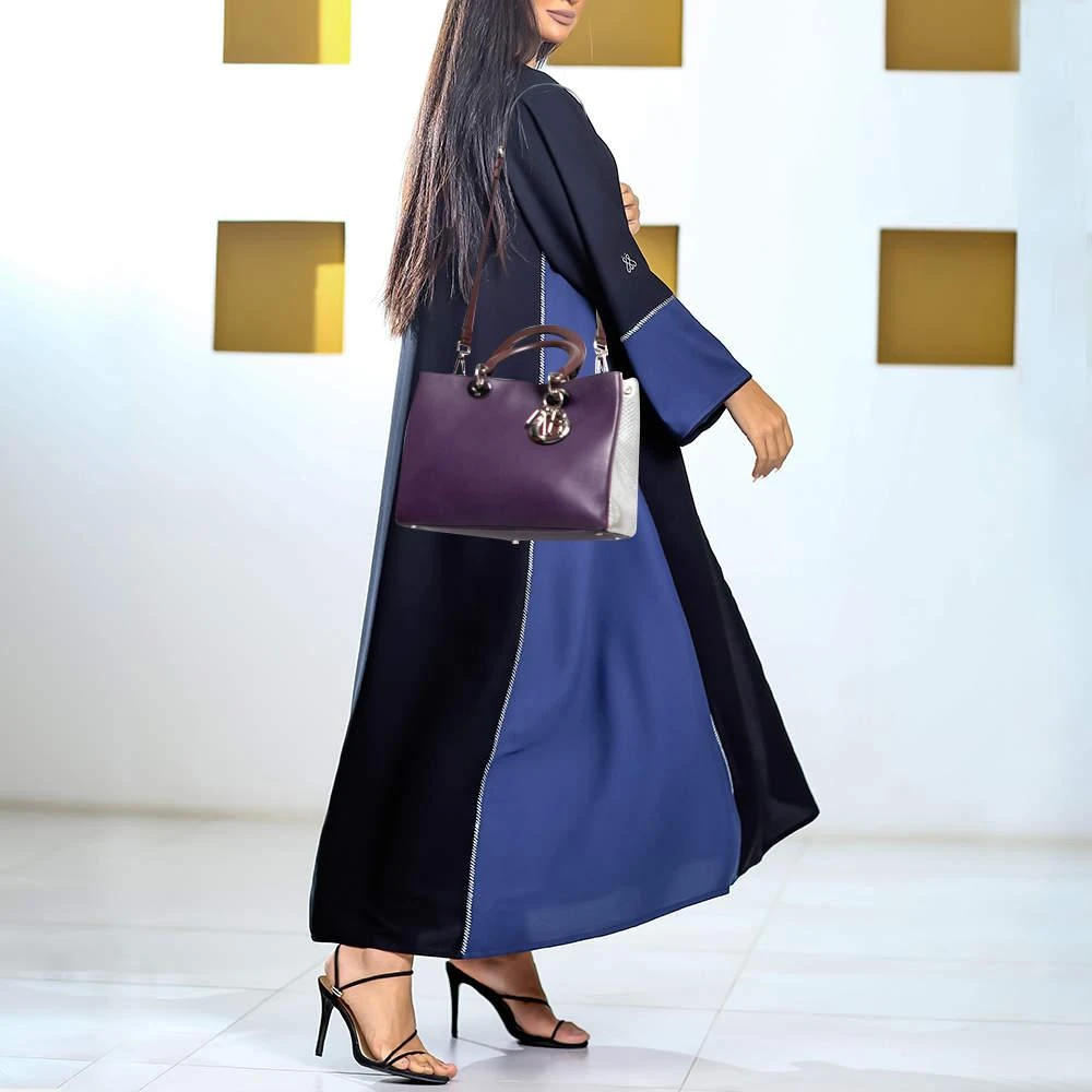 商品[二手商品] Dior|Dior Purple/Silver Leather and Python Medium Diorissimo Shopper Tote,价格¥8767,第2张图片详细描述