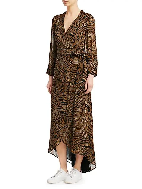 商品Ganni|Printed Georgette Wrap Dress,价格¥502,第4张图片详细描述