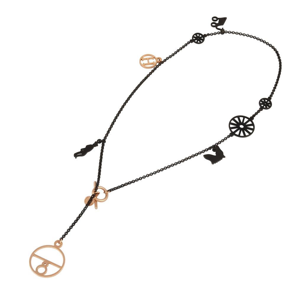 Hermès 18K Rose Gold, Black Gold Charm Pendant Necklace商品第2张图片规格展示