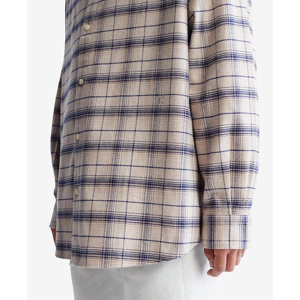 Men's Oversized Flannel Plaid Shirt商品第3张图片规格展示