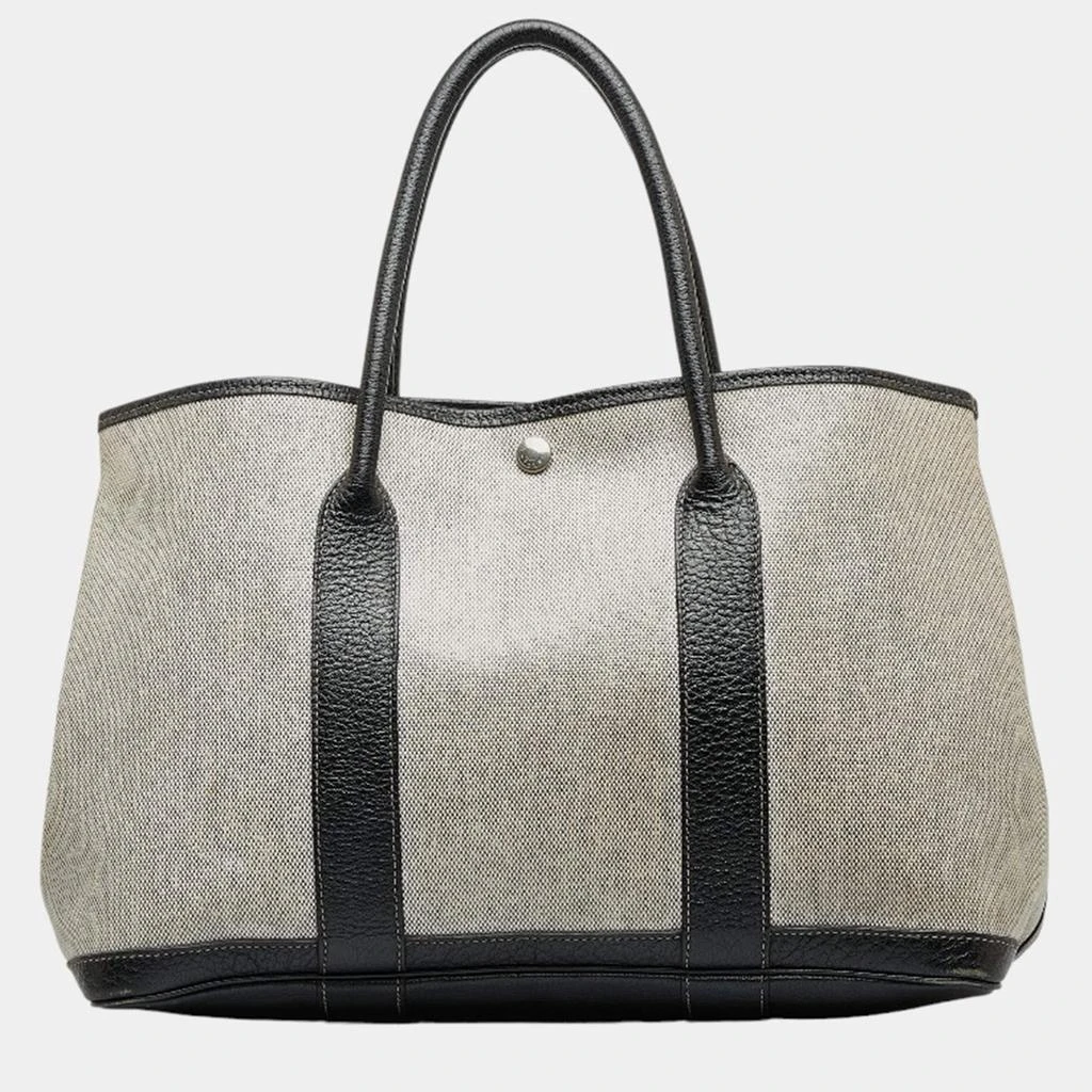 商品[二手商品] Hermes|Hermes Beige Toile Canvas and Leather Garden Party Tote Bag,价格¥9611,第3张图片详细描述