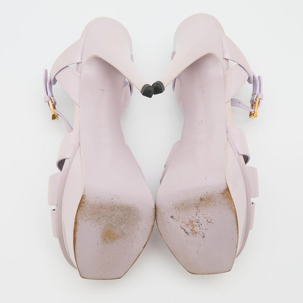 Saint Laurent Light Lilac Patent Leather Tribute Platform Sandals Size 39.5商品第6张图片规格展示
