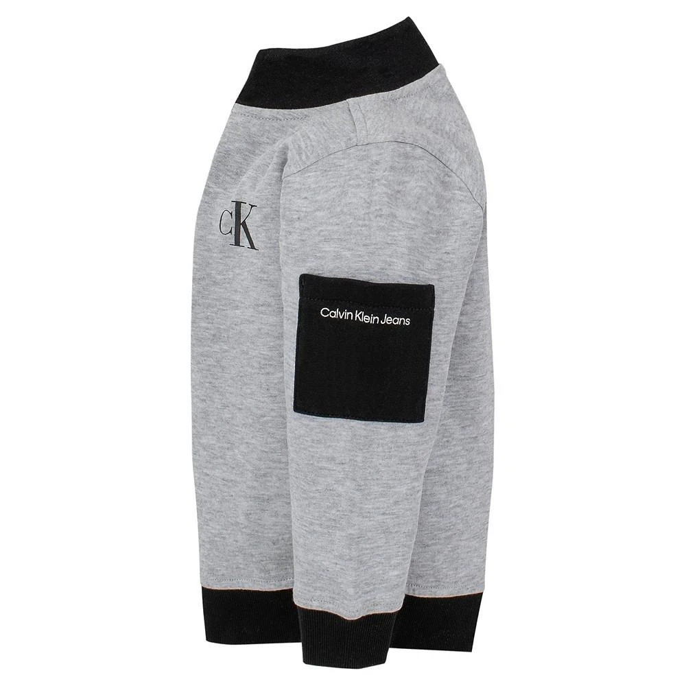 商品Calvin Klein|Little Boys Heather Fleece Semi-Zip Mock-Neck and Twill Joggers, 2 Piece Set,价格¥169,第2张图片详细描述