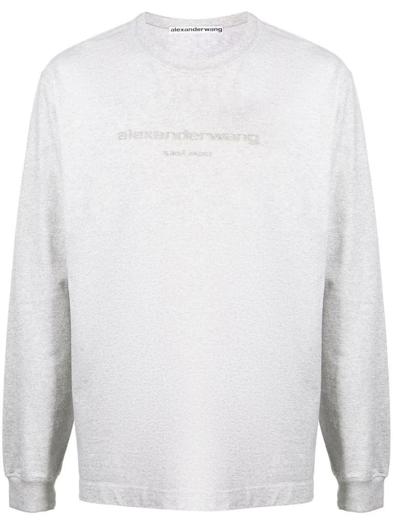 商品Alexander Wang|ALEXANDER WANG LONG SLEEVE T-SHIRT WITH GLITTER CLOTHING,价格¥3009,第1张图片
