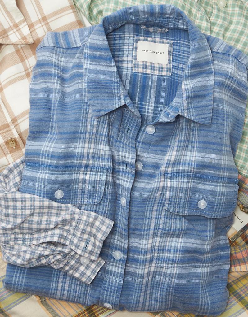 商品AE|AE Go Big Beach Flannel Shirt,价格¥156,第5张图片详细描述