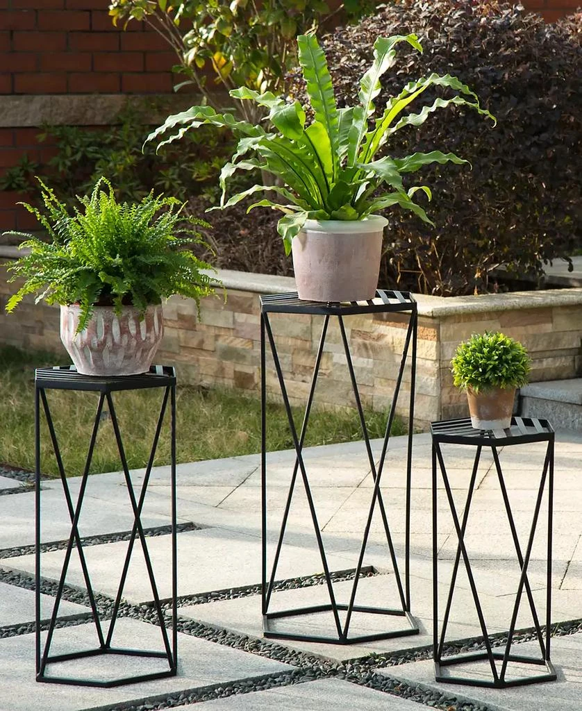 商品Glitzhome|Modern Hexagon Plant Stand, Set of 3,价格¥1090,第2张图片详细描述