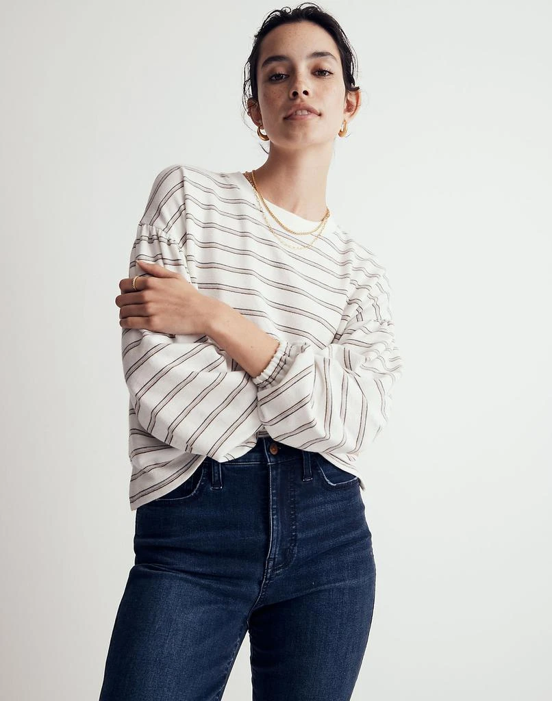 商品Madewell|Cotton-Blend Long-Sleeve Tee in Stripe,价格¥237,第1张图片