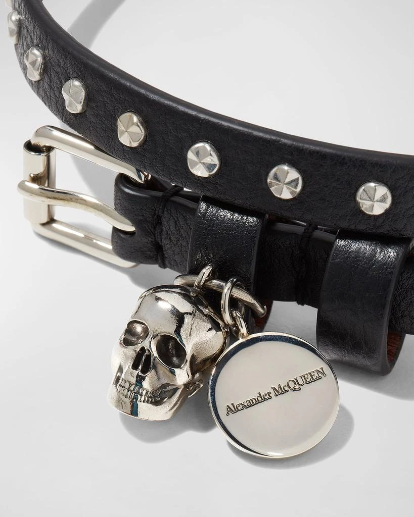 商品Alexander McQueen|Men's Studded Leather Double-Wrap Bracelet,价格¥2400,第3张图片详细描述