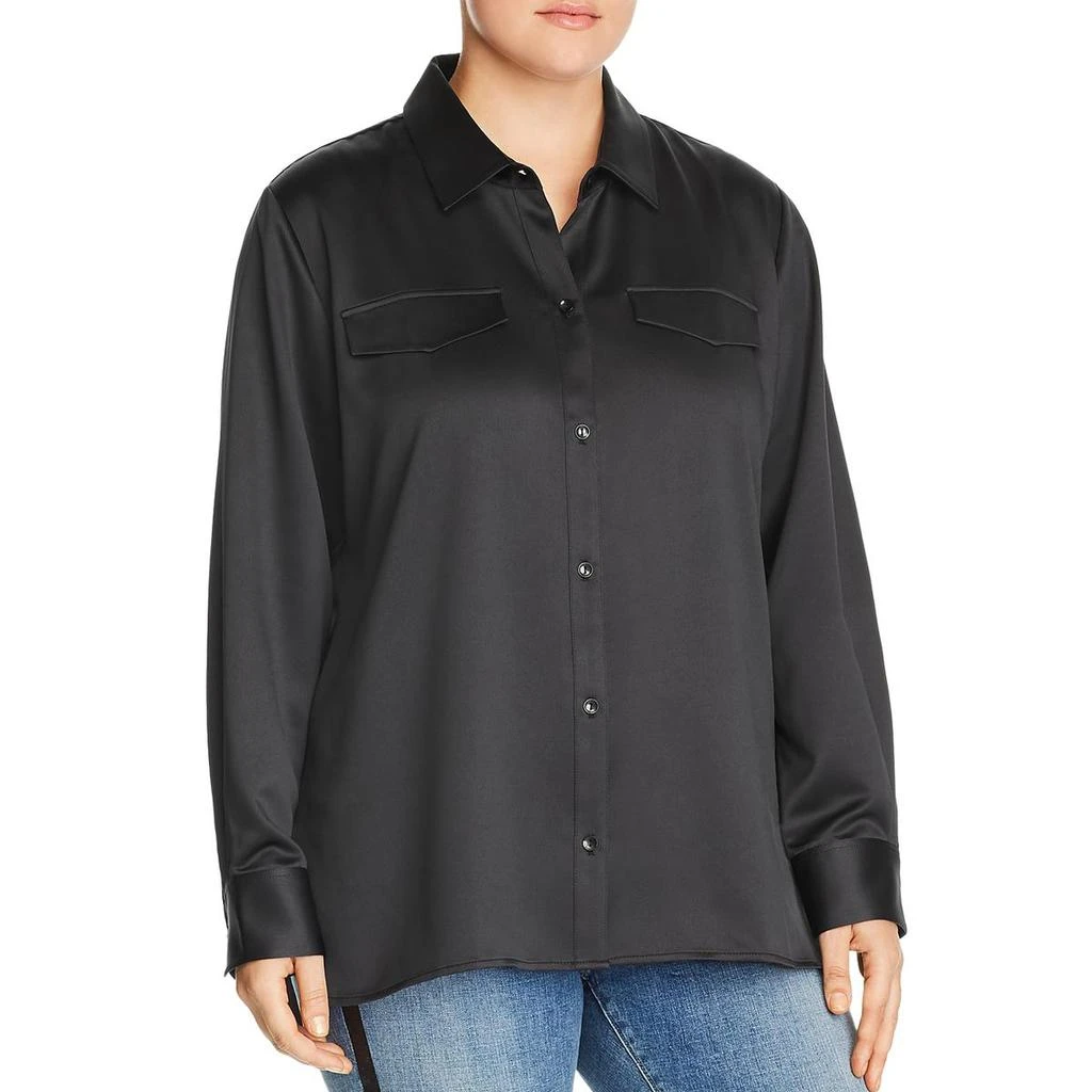 商品Lyssé|Lysse Womens Plus Brinkley Satin Button Front Blouse,价格¥122,第1张图片