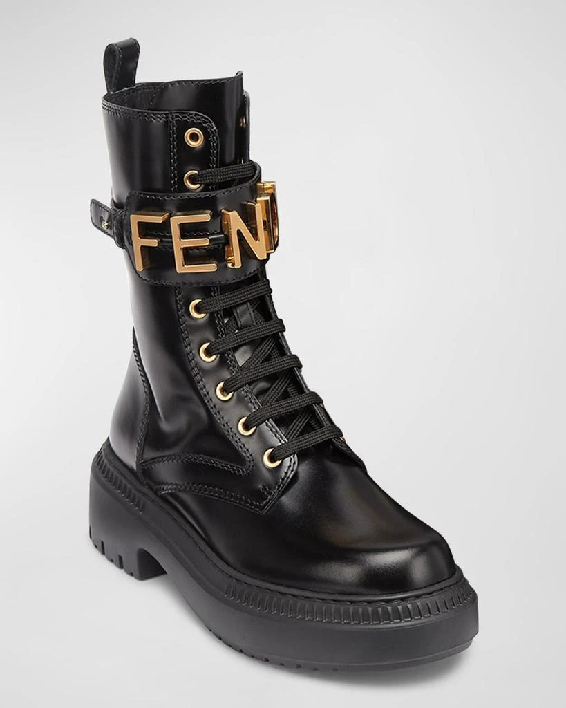 商品Fendi|Fendigraphy Logo-Cuff Biker Booties,价格¥12274,第5张图片详细描述