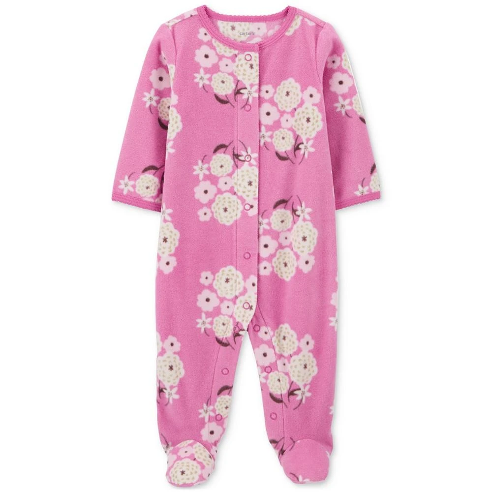 商品Carter's|Baby Girls Floral Snap-Up Fleece Sleep & Play Footed Coverall,价格¥74,第1张图片