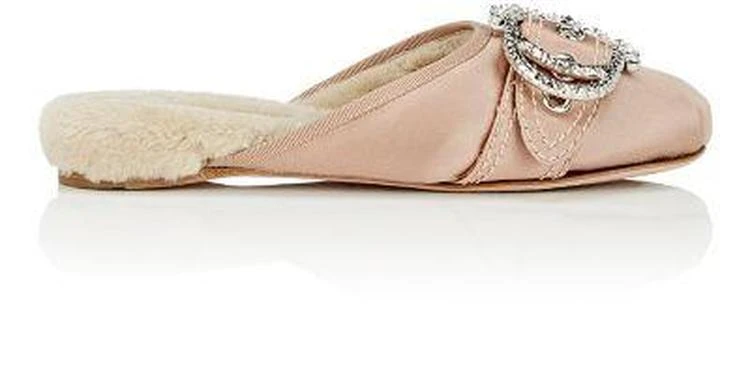 商品Miu Miu|Embellished-Buckle Satin Slippers,价格¥2521,第1张图片