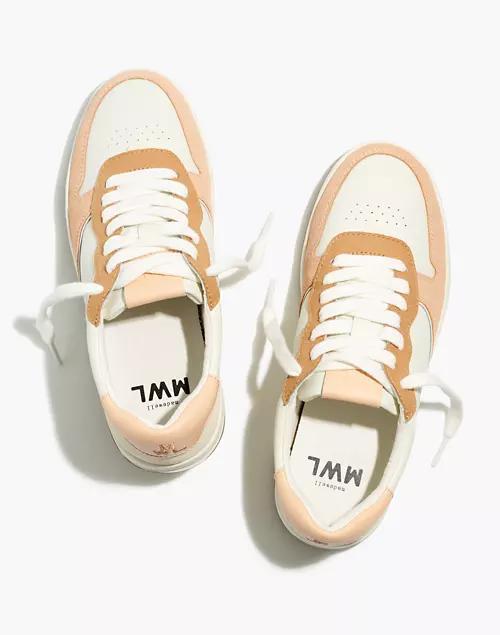 商品Madewell|Court Low-Top Sneakers in Peach Colorblock,价格¥585,第1张图片