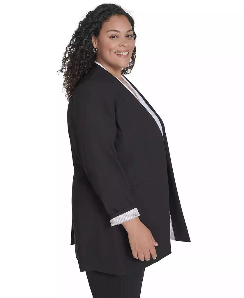 商品Calvin Klein|Plus Size Collarless Open-Front Topper Jacket,价格¥897,第2张图片详细描述