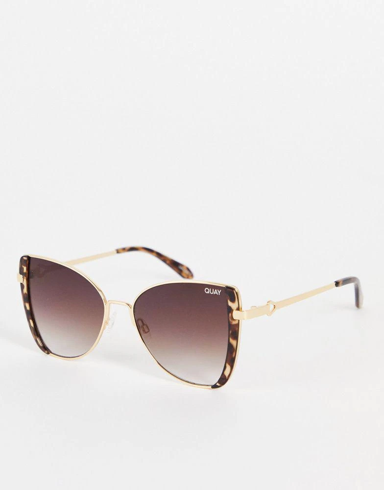 商品Quay|Quay x Love Island Glow Up cat eye sunglasses in gold tortoiseshell,价格¥334,第1张图片