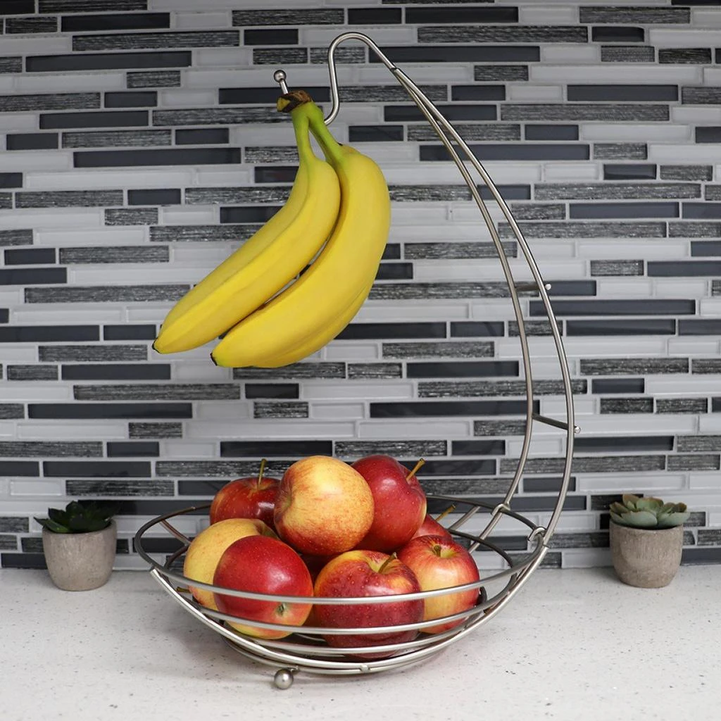 商品Home Basics|Home Basics Simplicity Open Steel Wire Fruit Bowl with Detachable Banana Hanger,价格¥170,第2张图片详细描述