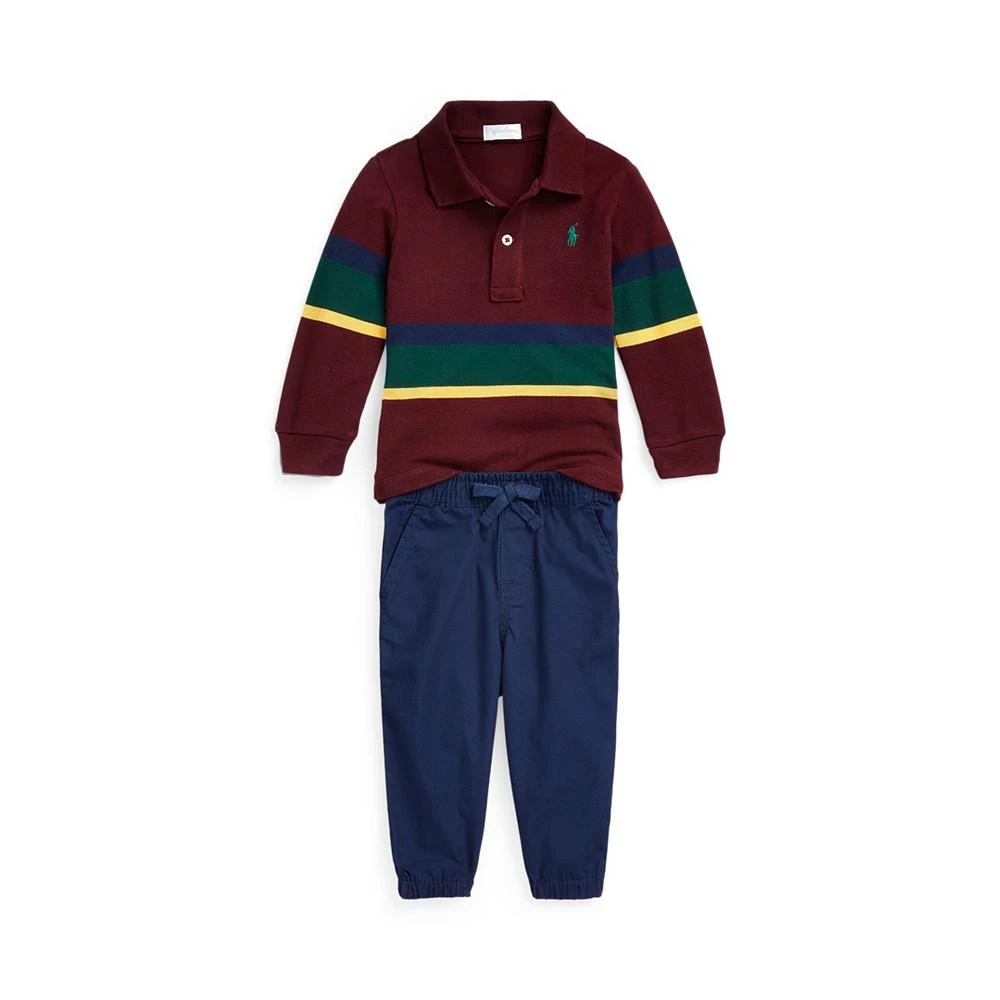商品Ralph Lauren|Baby Boys Mesh Polo Shirt and Poplin Jogger Pants Set,价格¥522,第1张图片