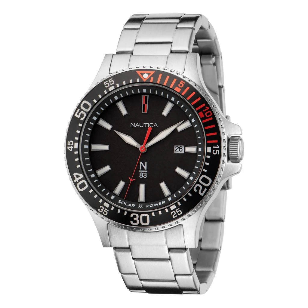 商品Nautica|Mens Cocoa Beach Solar-Powered Stainless Steel 3-Hand Watch,价格¥1206,第1张图片