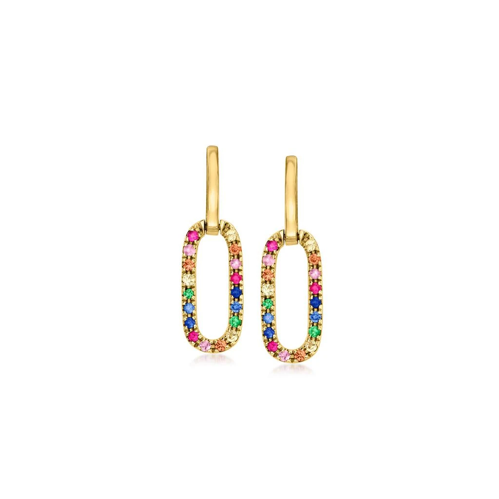 商品RS Pure|RS Pure by Ross-Simons Multi-Gemstone Paper Clip Link Drop Earrings in 14kt Yellow Gold,价格¥2057,第1张图片