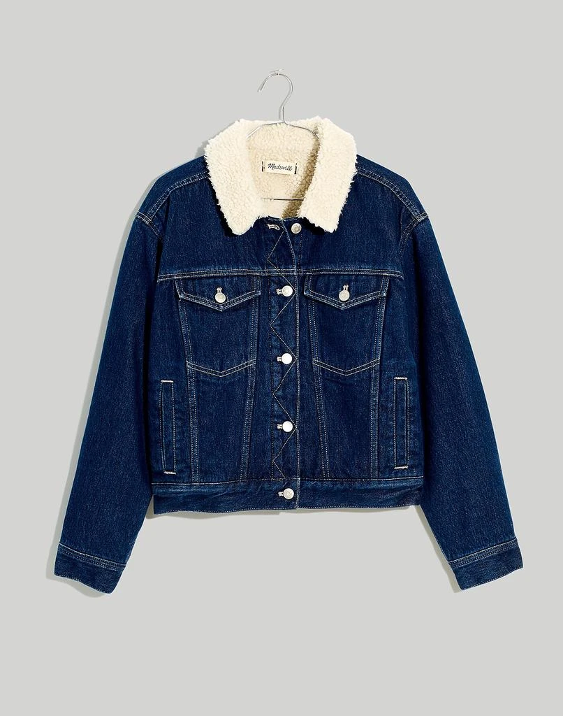 商品Madewell|The Plus Cropped Oversized Trucker Jean Jacket: Sherpa Collar Edition,价格¥956,第5张图片详细描述