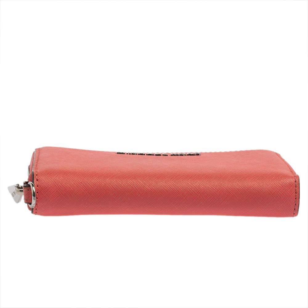 Michael Kors Pink Leather Zip Around Wristlet Wallet商品第6张图片规格展示
